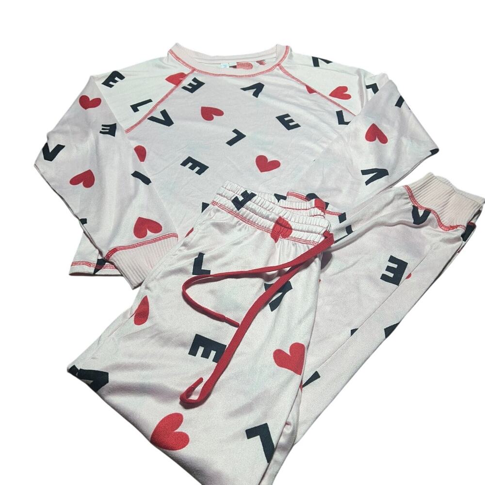 Joyspun Valentine Hacci Knit pajama set size xs NWOT